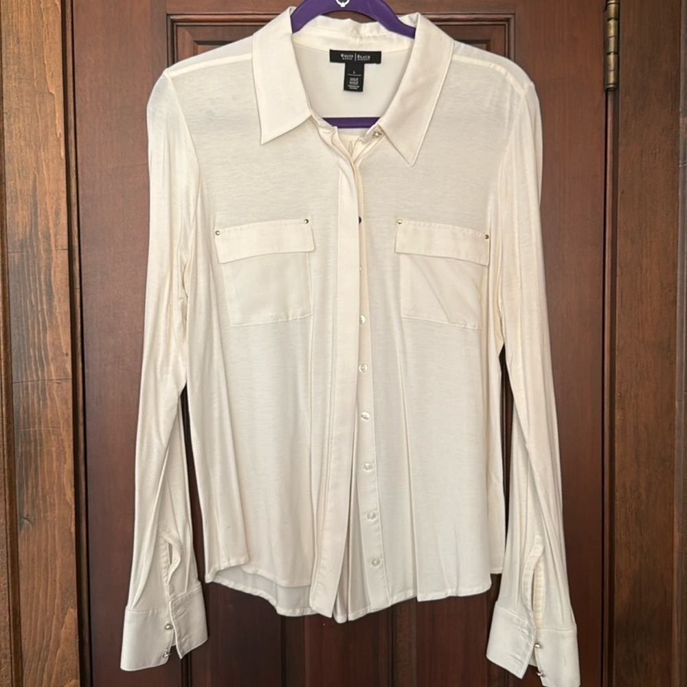 White House Black Market White Button Down Blouse